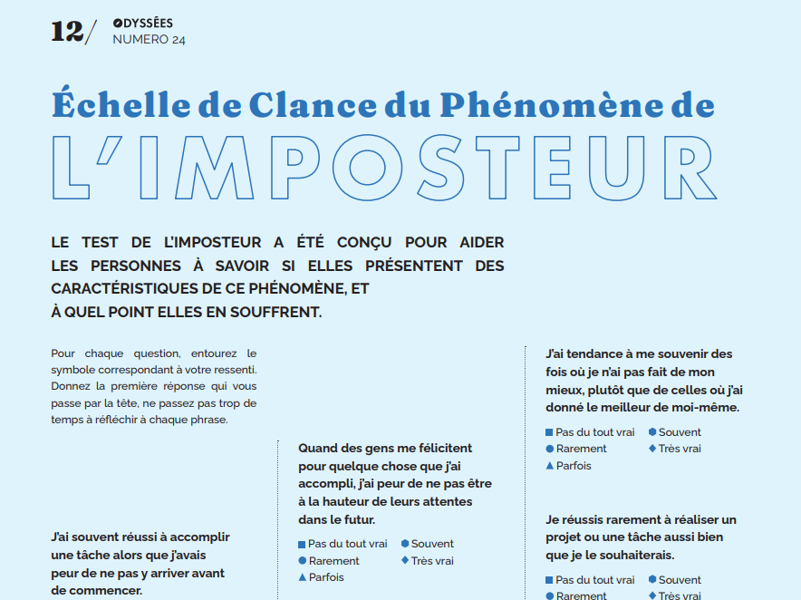 Le test de l’imposteur à retrouver gratuitement page 12