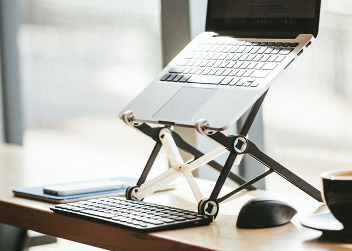 Laptop stand + keyboard + trackpad OR external monitor