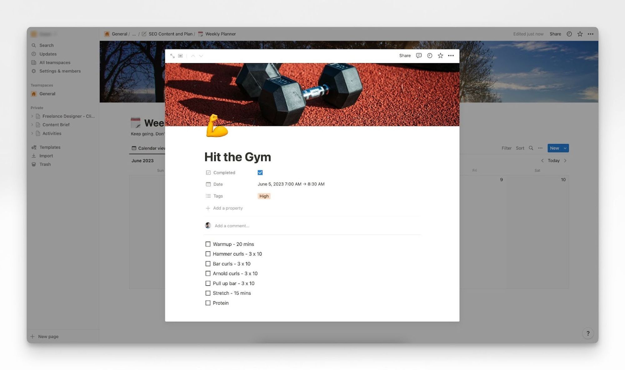 How to make a weekly planner on Notion?