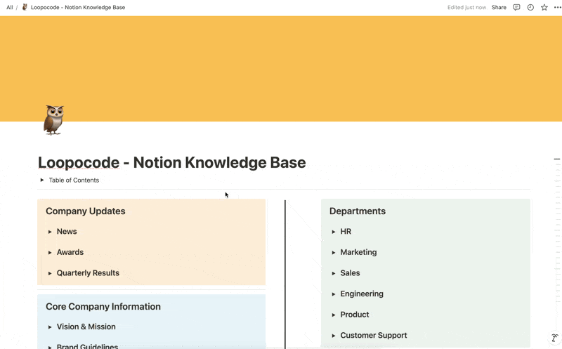 Create knowledgebase in notion