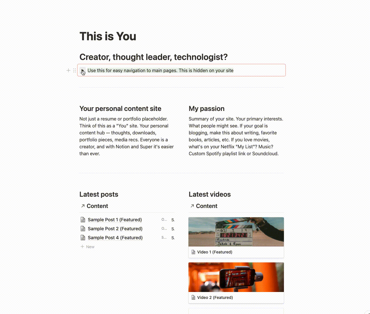Single Notion Content Database