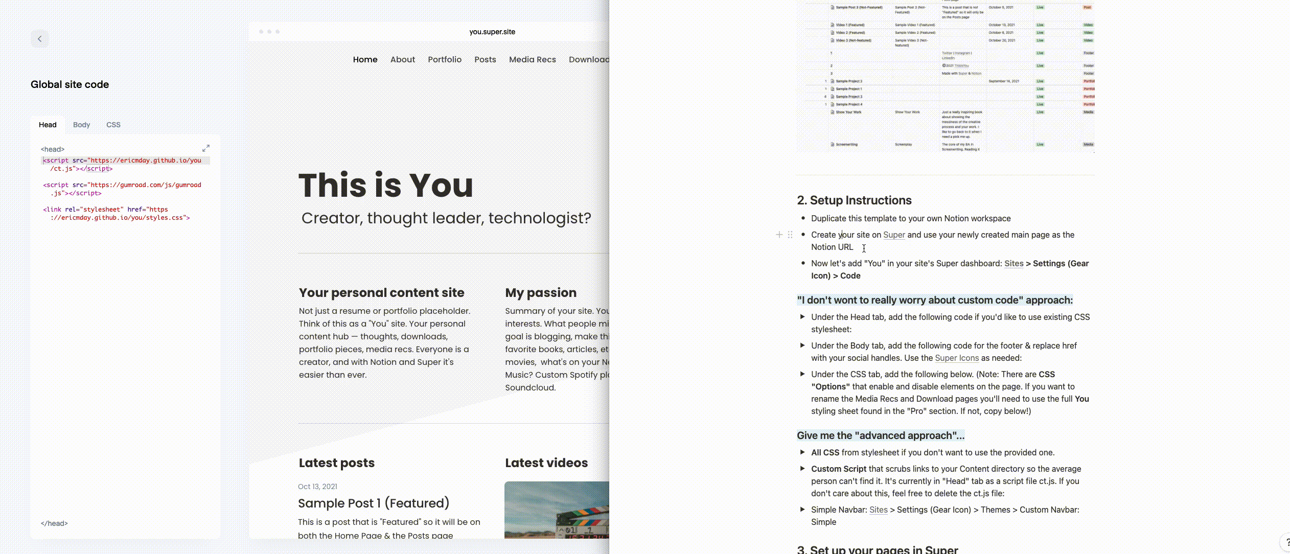 Notion page & Super dashboard