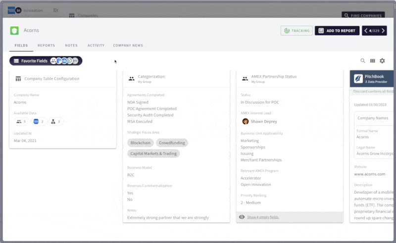 Container Cards on Company Profiles