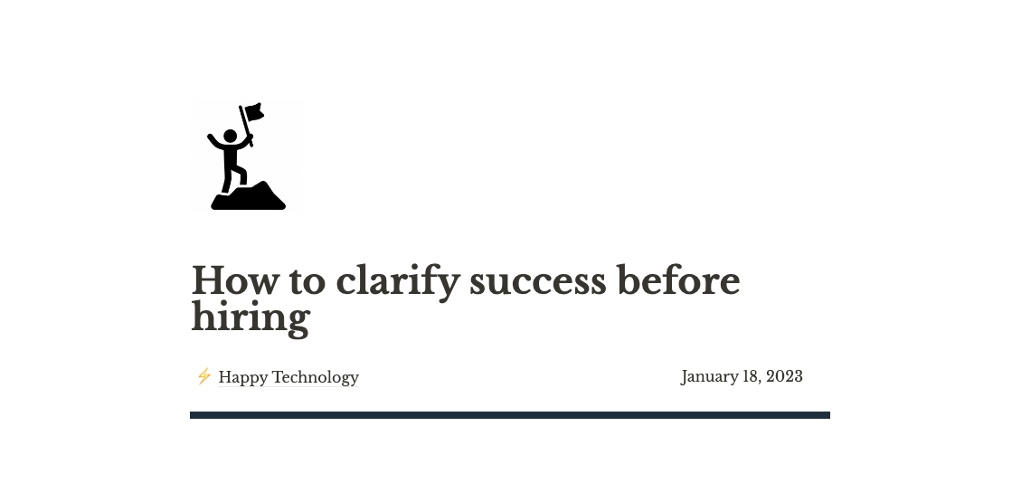 How to clarify success before hiring