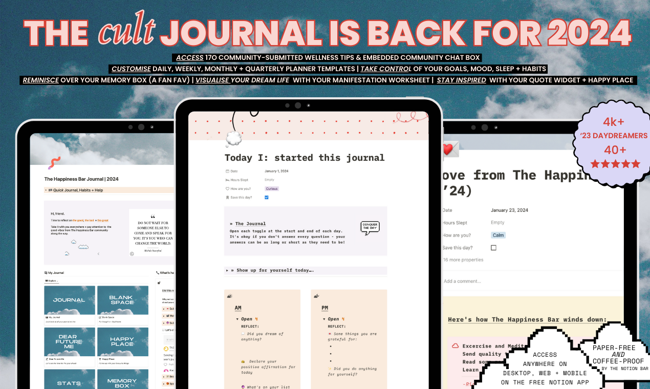 Aesthetic 2024 Notion Journal Template The Happiness Bar