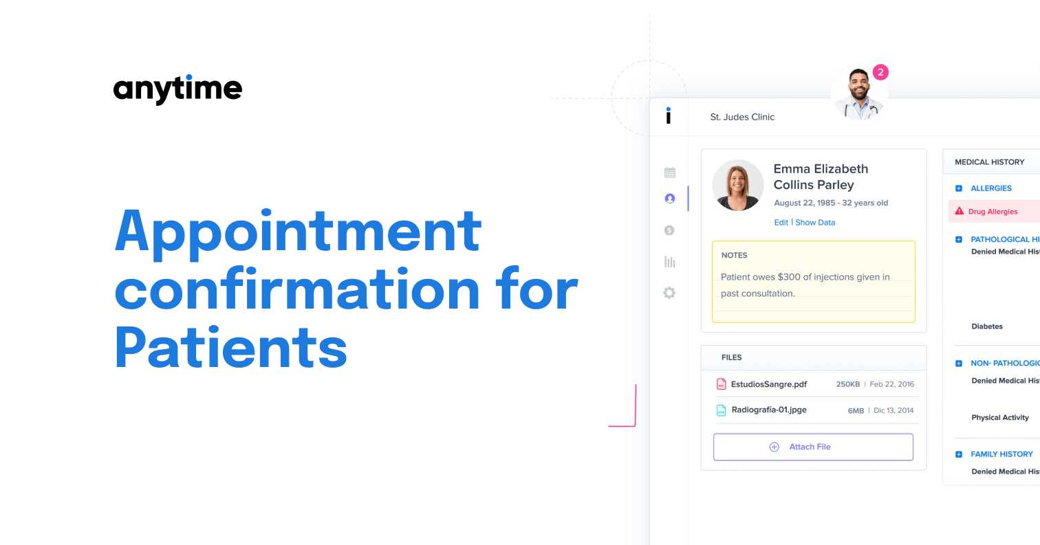 Appointment confirmation for Patients Anytime Agenda