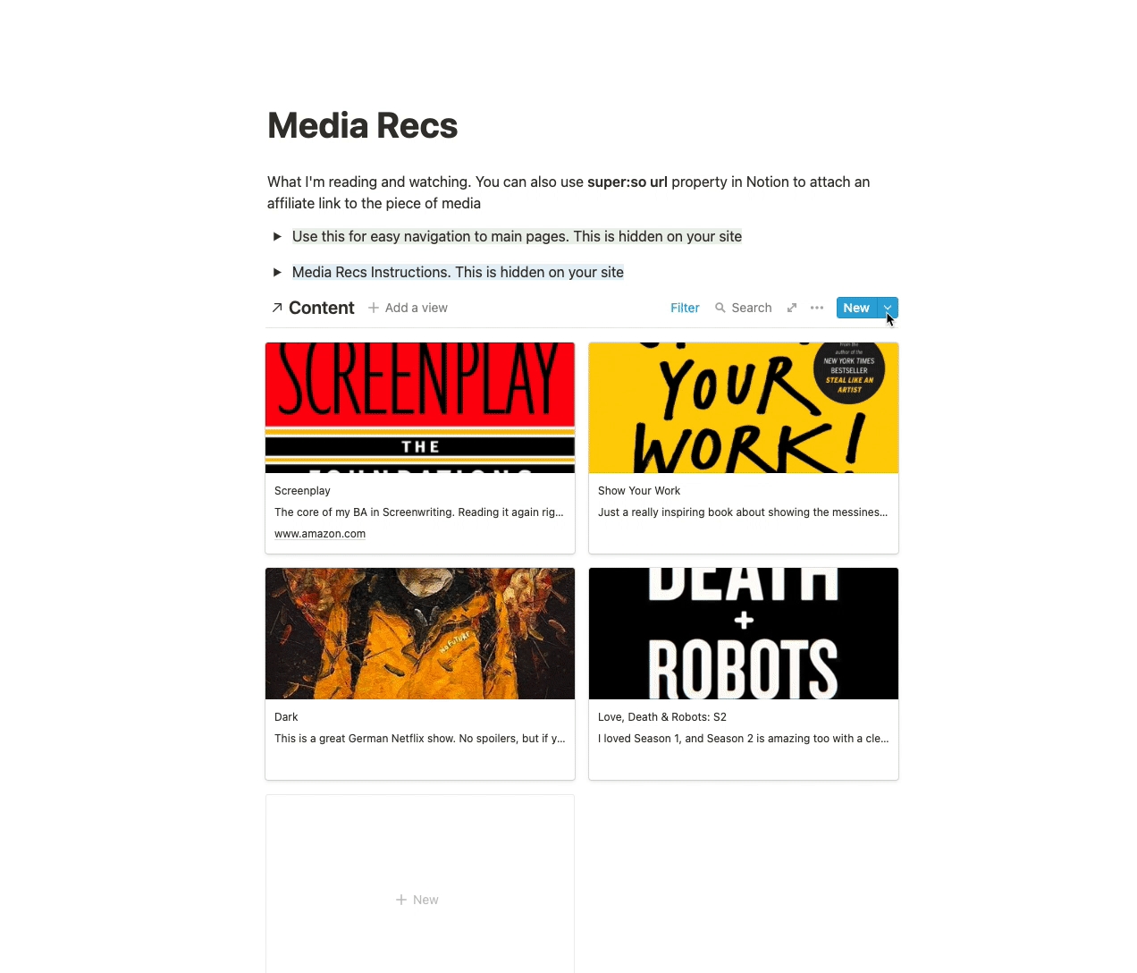 Media Rec page