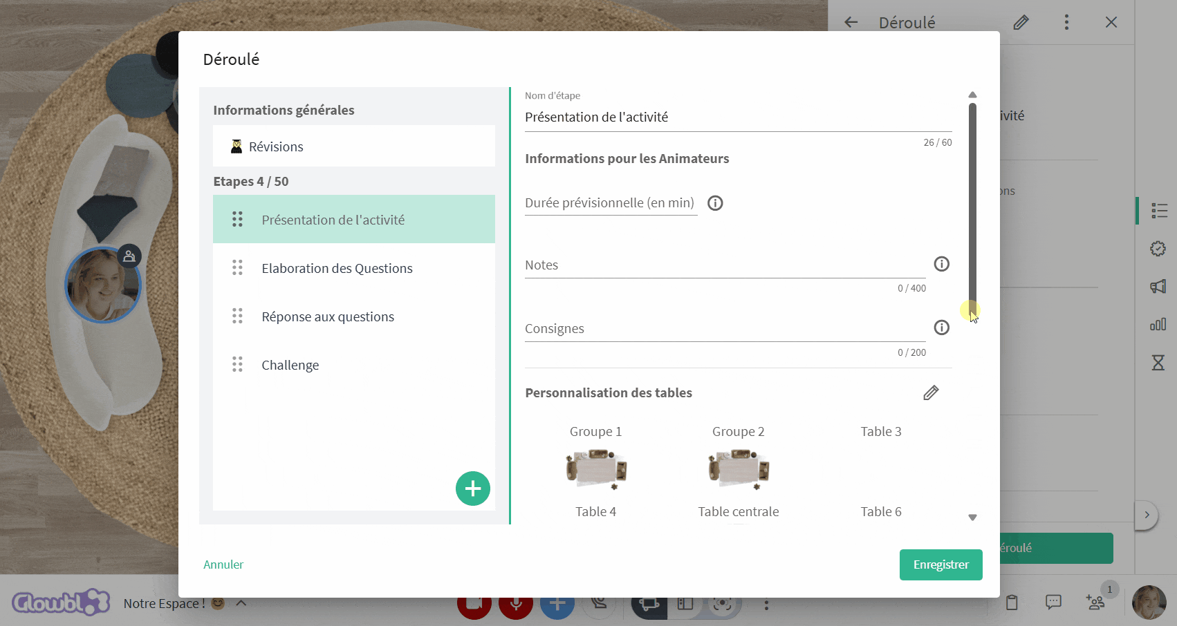 Ajouter des contenus à une étape de Déroulé