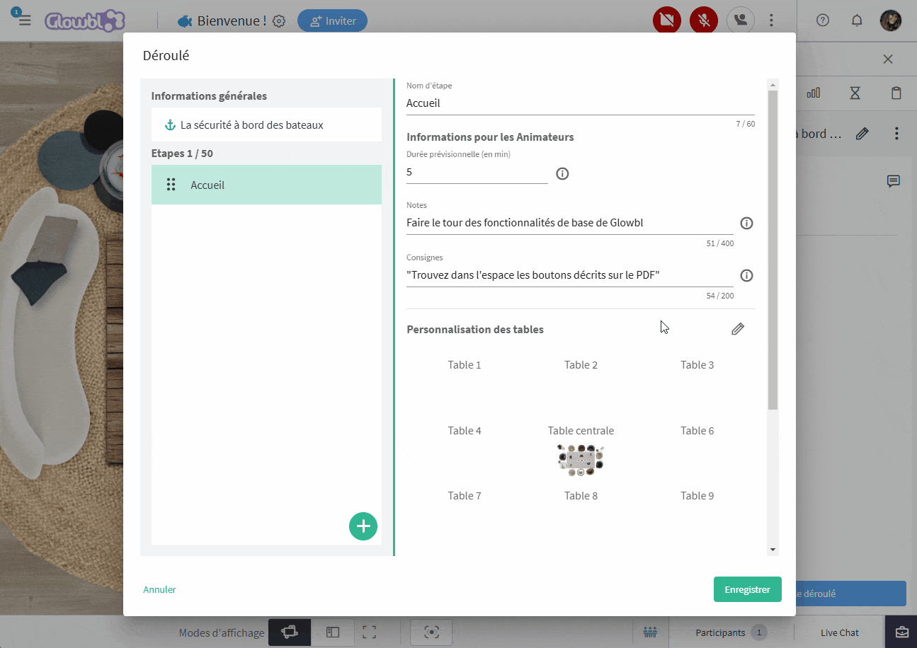 Changer les agencements dans un Déroulé