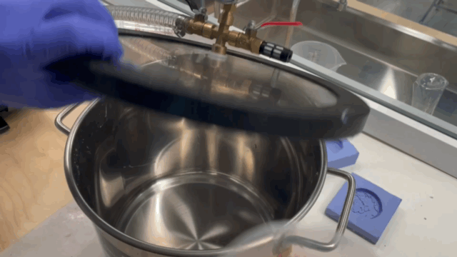 Place the resin in and turn on the vacuum chamber
