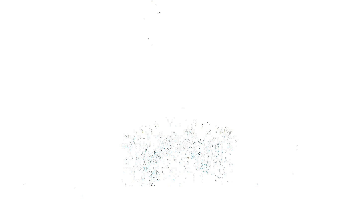 Tracked motion paths of foam cells growing in — and spilling out of — a 6mm-deep cavity in a quasi-2D environment. Red indicates faster local velocity, while blue indicates stationary cells.